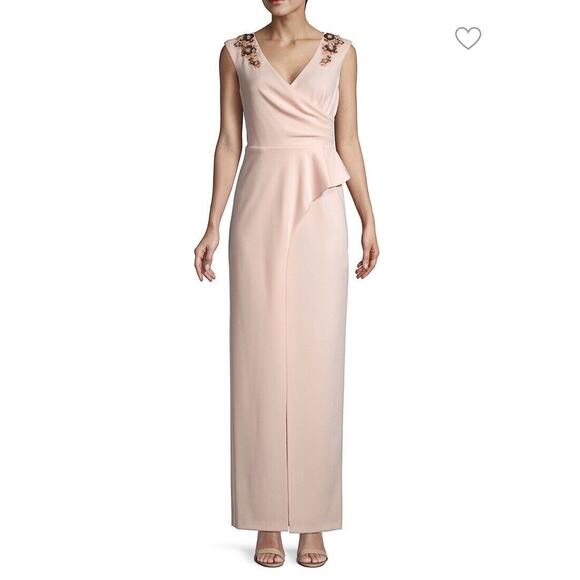 Adrianna Papell Blush Draped Long Dress Size 12 New with‎ Tags - Picture 3 of 8